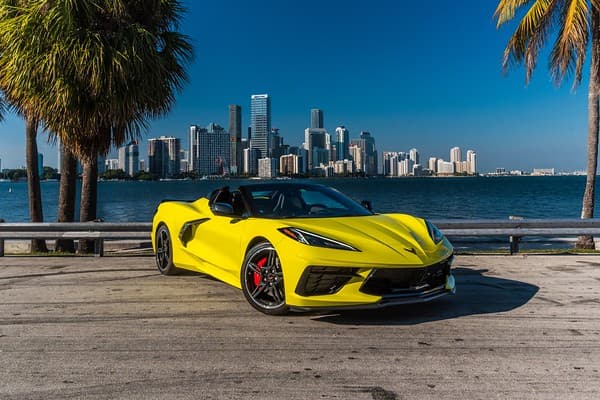 Chevrolet Corvette C8 Convertible Yellow/Black for rent in Miami