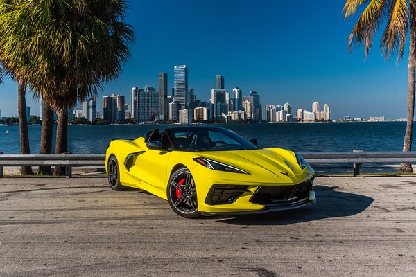 Chevrolet Corvette C8 Convertible Yellow/Black for rent in Miami